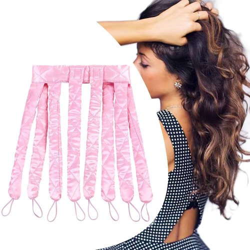 JYHi Heatless Hair Curler Rod Headband Skin No Heat Hair Curls for Long Hair with Removable Adjustable Straps Sleep In Over Night Heatless Curling Hair Roller for Women Girls Pink