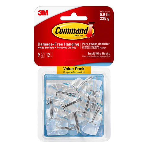 Command Small Wire Toggle Hooks, Damage Free Hanging Wall Hooks with Adhesive Strips, No Tools Wall Hooks for Hanging Decorations in Living Spaces, 36 Clear Hooks and 48 Command Strips