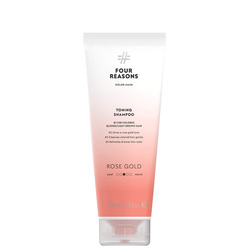 FOUR REASONS Hair Color Shampoo (8 Colors) - Sulfate Free Rose Gold Hair Toner - Color Depositing Shampoo for Color Treated Hair, Vegan, 8.45 Fl Oz (Rose Gold)