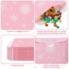 Cholemy 200 Pcs Winter Snowflake Treat Bags Christmas Gift Bags with Snowflake Sealing Stickers Small Winter Paper Goodie Bags for Holiday Xmas Party Favors(Pink Background, White Snowflake)