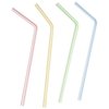 Comfy Package, Flexible Disposable Plastic Drinking Straws - 7.75" High - Assorted Colors Striped [500 Count]