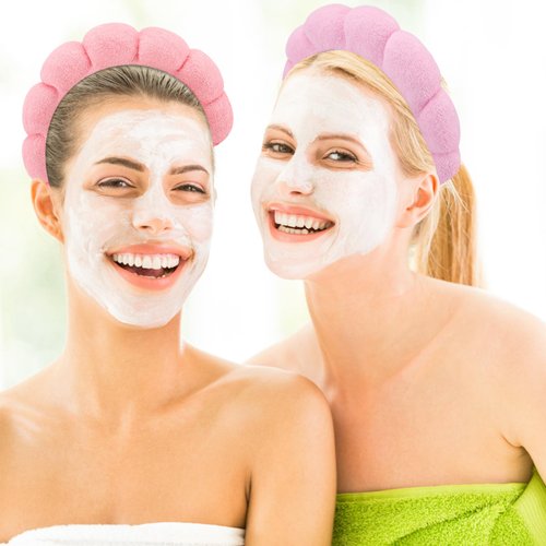 Canitor 4 PCS Spa Headband Pink Skincare Headband Makeup Headband Face Wash Skin Care Make Up Cute Preppy Teen Girl Gifts Trendy Stuff Aesthetic Bachelorette Party Favors Valentines Day Christmas