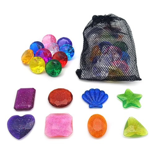 iDhlps 18 PCS Diving Gems Pool Toys, Diving Pool Toys Big Colorful Beach Toys for Pool Games with Storage Bag