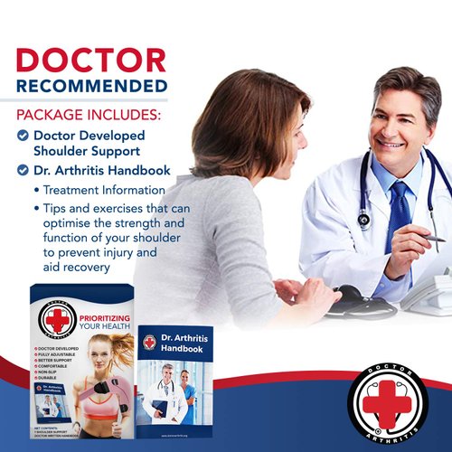 Doctor Developed Shoulder Support/Shoulder Strap/Shoulder Brace [Single] & Doctor Written Handbook - Relief for Shoulder Injuries, for both left & right (Pink)