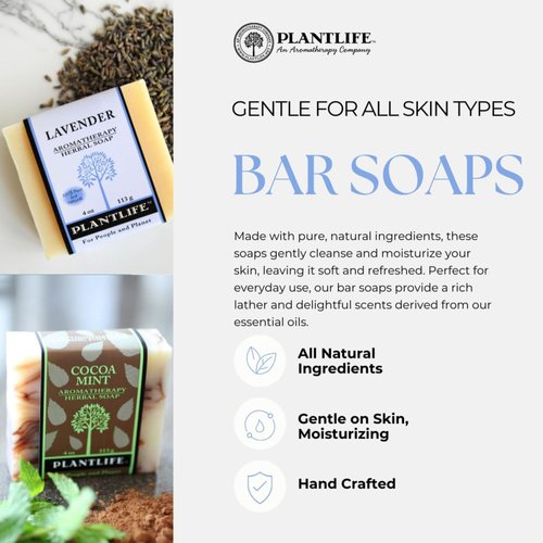Plantlife Lavender Bar Soap - Moisturizing and Soothing Soap for Your Skin - Hand Crafted Using Plant-Based Ingredients - Made in California 4oz Bar