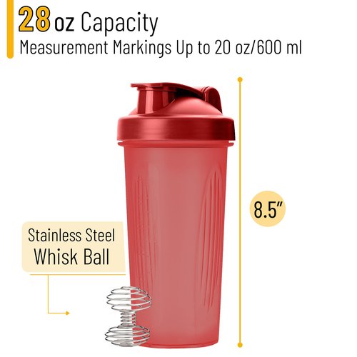 Mr. Pen- Shaker Bottles for Protein Mixes, 28 oz, Red, Protein Shaker Bottle with Wire Whisk Ball, Shaker Cup, Mixer Bottle, Protein Shake Bottles, Protein Bottle, Protein Shake Bottle