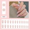 24Pcs Long Square Press on Nails Nude Pink Fake Nails French Glossy Nude Nail Design Nail Art Supplies Coffin False Nails Full Cover Artificial Glue on Nails for Women Girls Acrylic Nails Decorations