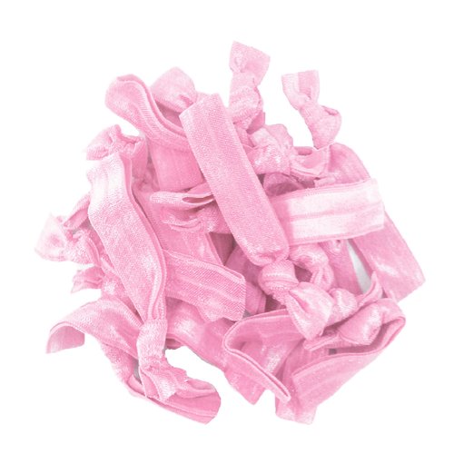 Hair Ties 20 Elastics Ponytail Holder Set No Crease Ribbon Bands (Light Pink)