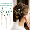 inSowni 7 Pieces Vintage Proms Bridal Wedding Glitter Gmerald Green Rhinestone Crystal Gold Metal Hair Side Combs Slides U-shaped Hair Pins Accessories for Women Flower Girls Brides Bridesmaids