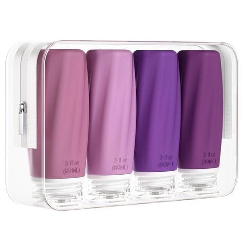 Morfone Travel Bottles for Toiletries, 3oz Tsa Approved Travel Size Containers Leak Proof Squeezable Travel Accessories Refillable for Shampoo Conditioner Lotion Liquids（Purple