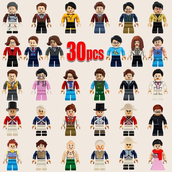 Joyday Mini Figure Toy, 30PCS Minifigure Stuffer, Minifigure Building Bricks with Accessories, Boys and Girls Little Gift for Christmas, Birthday Cake Decorations, Easter Eggs