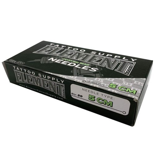 ELEMENT TATTOO SUPPLY - Tattoo Needles - Long Bar - Curved Mag - Magnum - Box of 50 - Long Taper - Box of 50 Pins 5CM