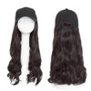 SEGO Baseball Cap with Hair Extensions for Women Adjustable Hat with Hair Attached Synthetic Long Wavy Wig with Black Hat Stylable for Pigtail Ponytail 16 Inch Dark Brown 290g
