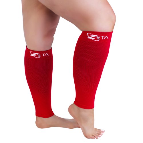 Zeta Wear Plus Size Leg Sleeve Support Socks - The Wide Calf Compression Sleeve Women Love for Its Amazing Fit, Cotton-Rich Comfort, Graduated Compression & Soothing Relief, 1 Pair, Size LXL, Red