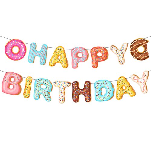 BIEUFBJI Donut Happy Birthday Banner Donut Party Decorations Donut Theme Birthday Party Kids Birthday Baby Shower Wall Decoration
