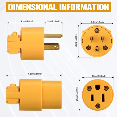 Hoteam 12 Set Electrical Replacement Plug and Connector Set Extension Cord Ends Male and Female 125V 15A 2 Pole 3 Wire NEMA 5-15P 5-15R Straight Blade Plug Grounding Type (Plastic, Simple Style)