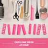Syhood 24 Pcs Snap Hair Roller, Small Plastic Hair Rollers Hair Curlers with Rat Tail Comb for Short Hair Long Hair Styling Tool(0.59 x 2.28 Inch,Pink)