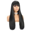 Long Straight Wig with Bangs Natural Black Wigs for Women Fashion Silky Soft Smooth Remy Hair Heat Resistant Fiber Synthetic Wig Machine Made Glueless Full Wig 24 Inch Regular Everyday Wig