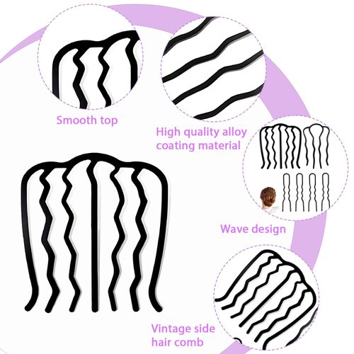 6 Pack Hair Comb,Hair Side Combs for Women Vintage Hairstyle Hair Accessories(Black)