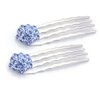 Small Decorative Hair Comb Mini Cluster Rhinestone Crystal Bridal Hair Comb, Set of Two, Blue