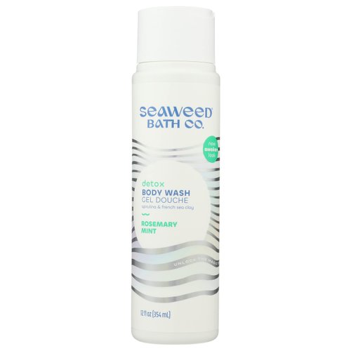 The Seaweed Bath Co. Purifying Detox Body Wash, Awaken Scent (Rosemary & Mint), with Green Tea Extract & French Clay, 12 Oz