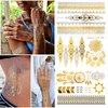 Metallic Temporary Tattoos for Women Teens Girls 12 Sheets 120+pcs Tattoos Gold Silver Glitter Flash Waterproof Tattoo Stickers for Beach, Festivals, Parties