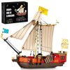 Vziimo Sailboat and Ship Building Blocks Set for Adults, Dutchman Sailboat Model Kit, Collectible Construction Boat Toys for Kids Teens,Idea Gift for Halloween Christmas, 495Pcs