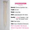 Kyriena 24 Inch 7PCS Single Clip in Dreadlock Extensions, Pearl White Clip in Fake Dreads Thin 0.6cm Hair Extensions, Reggae Hippie Synthetic Single End Dreadlocks for Women