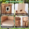 Bird Houses for Outside with Metal Predator Guard for Bluebird Wren Swallow Finch, Carbonized Wooden Nesting Boxes for Outdoor, Sturdy Bird House,Easy to Clean