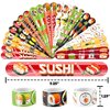 48 Sushi 24PCS Sushi Temporary Tattoos Sticker 24PCS Slap Bracelets Perfect for Themed Birthday Party Favors Baby Showers or Classroom Rewards Ideal Decor and Gifts for Girls and Boys