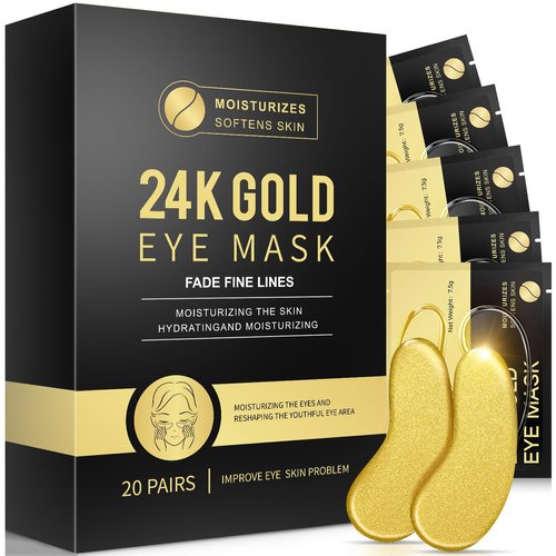 Ifezac Under Eye Patches, 20 Pairs 24K Gold Eye Patches For Puffy Eyes, Under eye Bags, Wrinkles, Nourish Skin, Eye Masks With Collagen, 24K Gold, Hyaluronic Acid for Men & Women Gift (24K Gold)