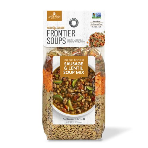 Frontier Soups Hearty Meals Indiana Harvest Sausage Lentil Soup Mix, 16 Ounce