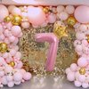 40 Inch Pink Number 7 & Mini Crown Balloon for Birthday Party Decorations, 7th Birthday Party Decorations Pink Theme Party Balloons Decorations Supplies
