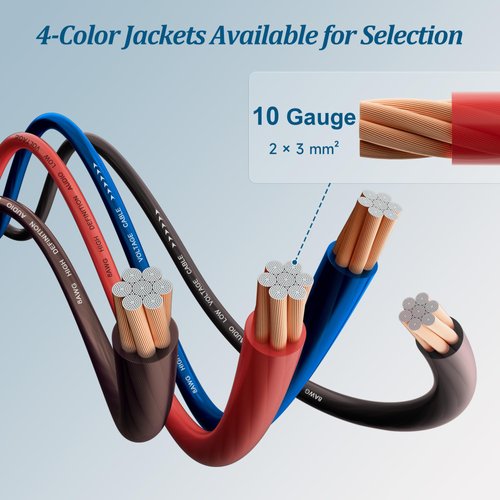 10 Gauge Wire (35FT Each, Black/Red), 2-Pack Translucent Power Ground Cable, CCA, Primary Automotive Wire, Battery Wire, Car Audio Amp Wire, Trailer Harness Cord, Lightning Wire, Electrical 10AWG Wire