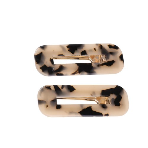 FOMIYES 2Pcs Resin Acetic Acid Hair Clips Leopard Hair Barrettes Korean Square Hair Alligator Clips for Ladies Women Girls (1 Pair, Brown and Black)