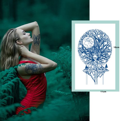 Aresvns Semi Permanent Tattoos, 8 Sheet Waterproof and Long-Lasting 2 Weeks, Plant-Based Ink Realistic Fake Tattoos Stickers for Women Men and Kids (Ocean) Christmas Gift