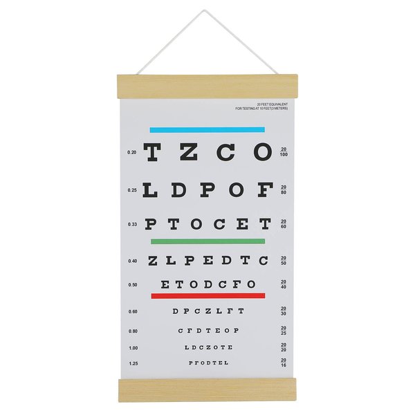 NOYOC Eye Charts for Eye Exams 10 Feet, Snellen Eye Chart with Wooden Frame for Wall Decor, 15x8 Inches Canvas Low Vision Eye Chart for Kids Gifts (1 Pack 10 Feet)