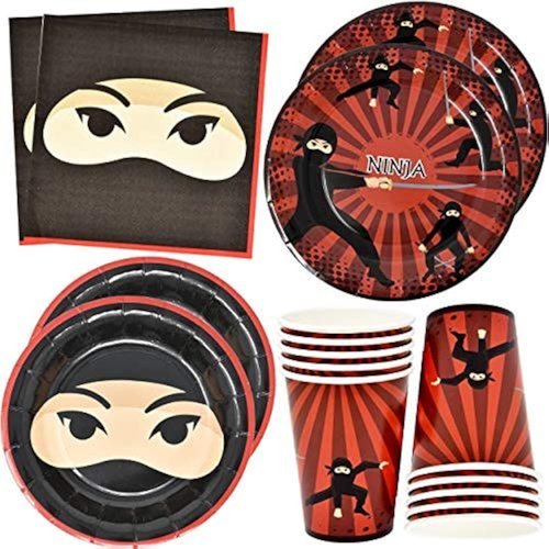 Gift Boutique 122 Pcs Ninja Party Supplies Set Paper Plate Cup Napkin for Ninjas Master Warrior K...