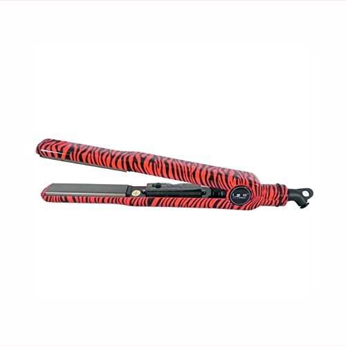 Iso Beauty Newest Turbo Silk Limited Animal Edition 1” Scratch resistant Ceramic Plates Hair Straightener Flat Iron (Red Zebra)