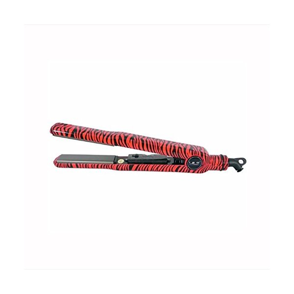 Iso Beauty Newest Turbo Silk Limited Animal Edition 1” Scratch resistant Ceramic Plates Hair Straightener Flat Iron (Red Zebra)