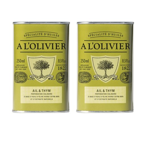 A L'Olivier Olive Oil Infused with Garlic and Thyme, 8.3-Ounce Tins (Pack of 2)