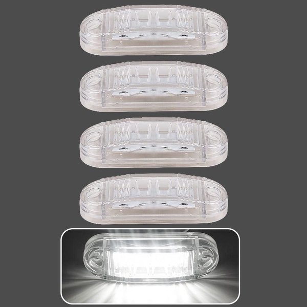 4pcs Trailer Lights Oval Led Side Marker Light, Surface Mount for Front Rear Trailer Truck RV Little Boat Camper (Amber) (White), KSH-777