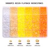 30000PCS Yellow AB Resin Flatback Rhinestones Kit, Jelly Resin Non-Hotfix Rhinestones for Crafts Makeup DIY Decoration Tumblers Nail Art 2mm, 3mm, 4mm, 5mm