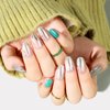 Teenitor Short Oval Press On Nails With Designs, Short Oval Nails Green Marble Press On Nails Cute Designs Glue On Nails, 24pcs Reusable Short Acrylic Fake Nails with Glue, Prep Pad, Mini File