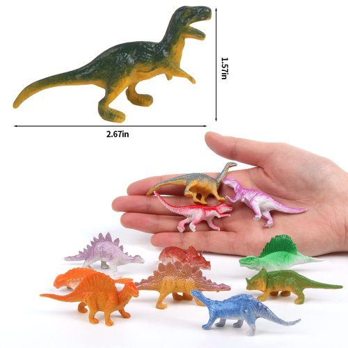 FINGOOO 39 Piece Mini Dinosaur Figures, Assorted Vinyl Plastic Dinosaur Toys for Easter Gifts Dino Party Cake Toppers