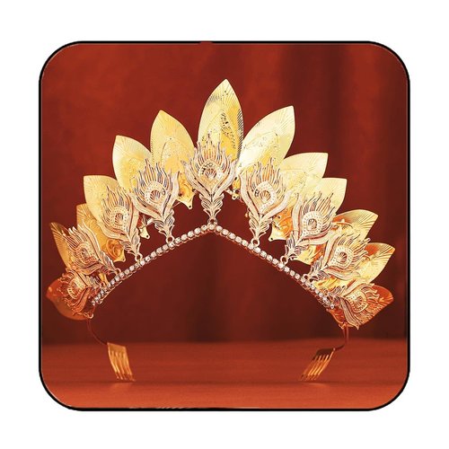 CAKURE Gold Leaf Crown Mary Goddess Headband Leaves Halo Crowns Queen Headpiece Party Bridal Headdress Cosplay Halloween Costume Headwear