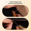 Mnuizu Sewing Thimble Set with Storage Box - Includes Sewing Big Eye Needle, Finger Protector & Adjustable Finger Guard - Quality Metal Copper Thimble - Ideal Sewing Tools for DIY Projects
