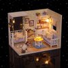 TuKIIE DIY Miniature Dollhouse Kit with Furniture, 1:24 Scale Creative Room Mini Wooden Christmas Doll House Accessories Plus Dust Proof for Kids Teens Adults(Kitten Diary)