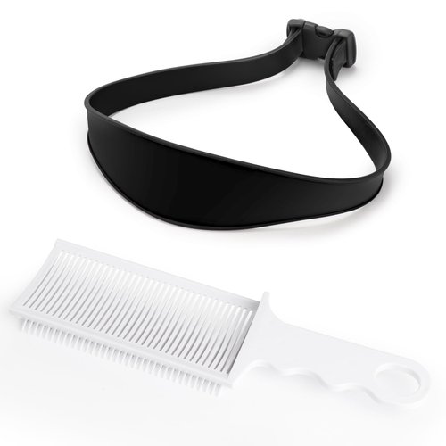 Fade Combs Barber Combs and Neckline Shaving Template and Hair Trimming Guide,Adjustable Curved Silicone Haircut Band,Great DIY Home Hair Clippers for Adults and Kids (Black)