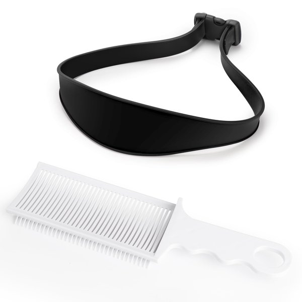 Fade Combs Barber Combs and Neckline Shaving Template and Hair Trimming Guide,Adjustable Curved Silicone Haircut Band,Great DIY Home Hair Clippers for Adults and Kids (Black)